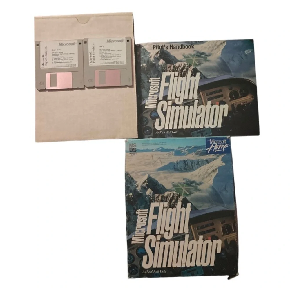 VTG 1993 Microsoft home flight simulator MS DOS pc video big box game